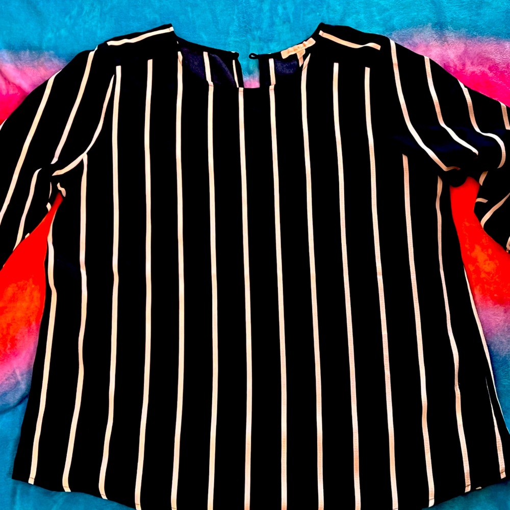 Navy and white striped top
